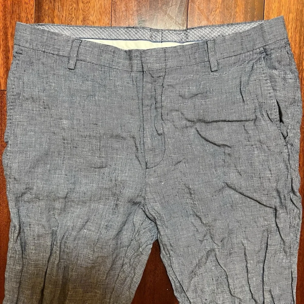 Baird McNutt Pants Mens 34x30 Gray 100% Linen Murano Zac Classic Fit Preppy